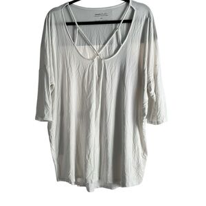 Express Women’s Cream Color Short Sleeve Blouse Top Size XL EUC